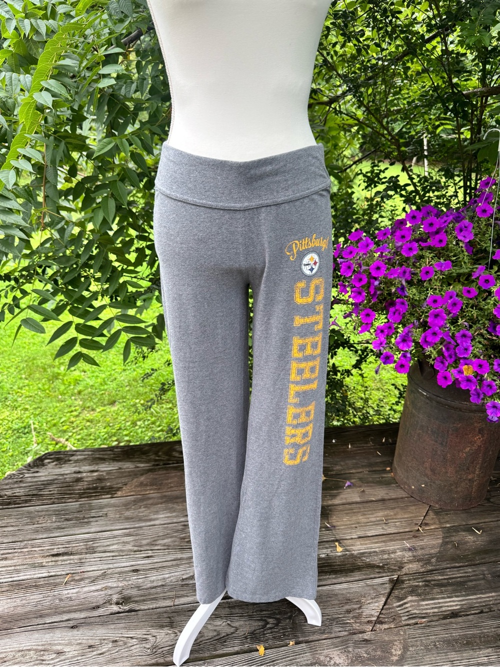 Pittsburgh Steelers NFL Wide Leg Yoga Pants Gray Athletic Lounge Pants Womens M